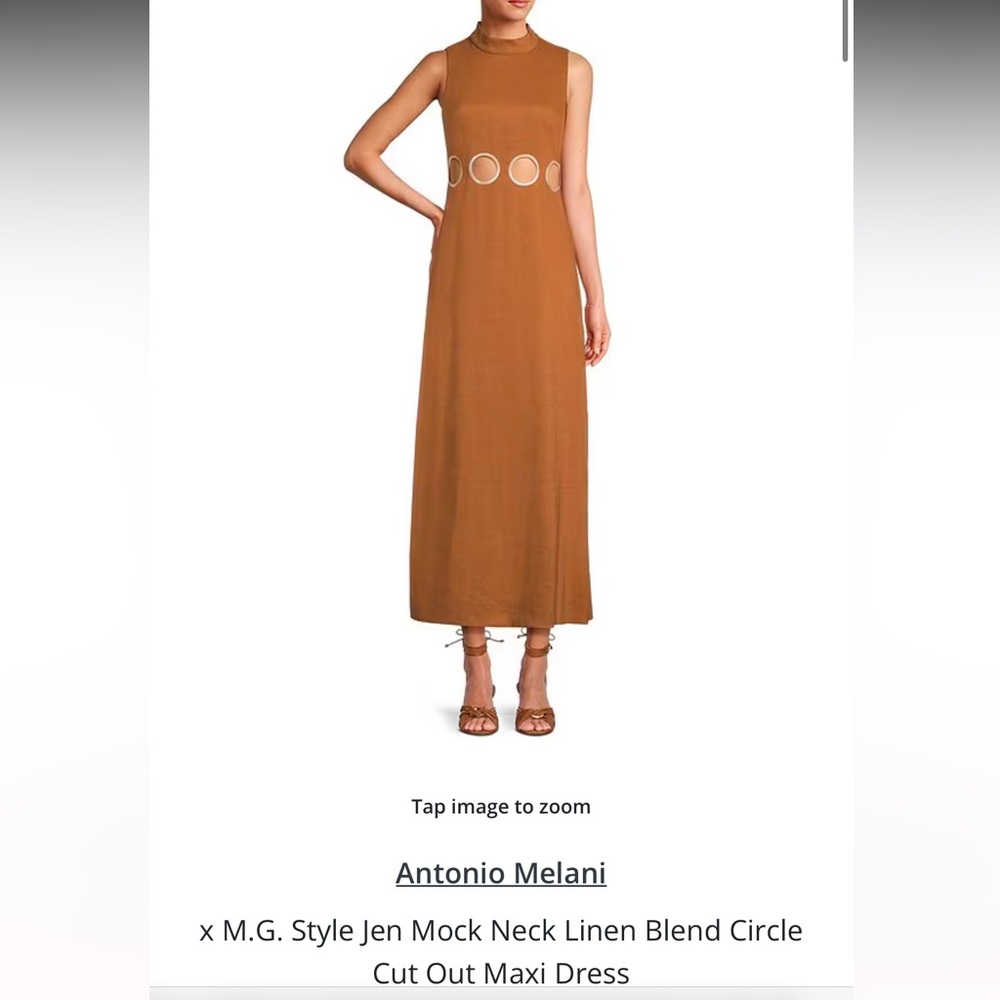 Antonio Melani x MG Style Mock Neck Linen Blend circle Cut out Maxi Dress